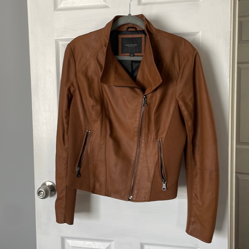 Marc New York Genuine Leather and Knit Motor Jacket
